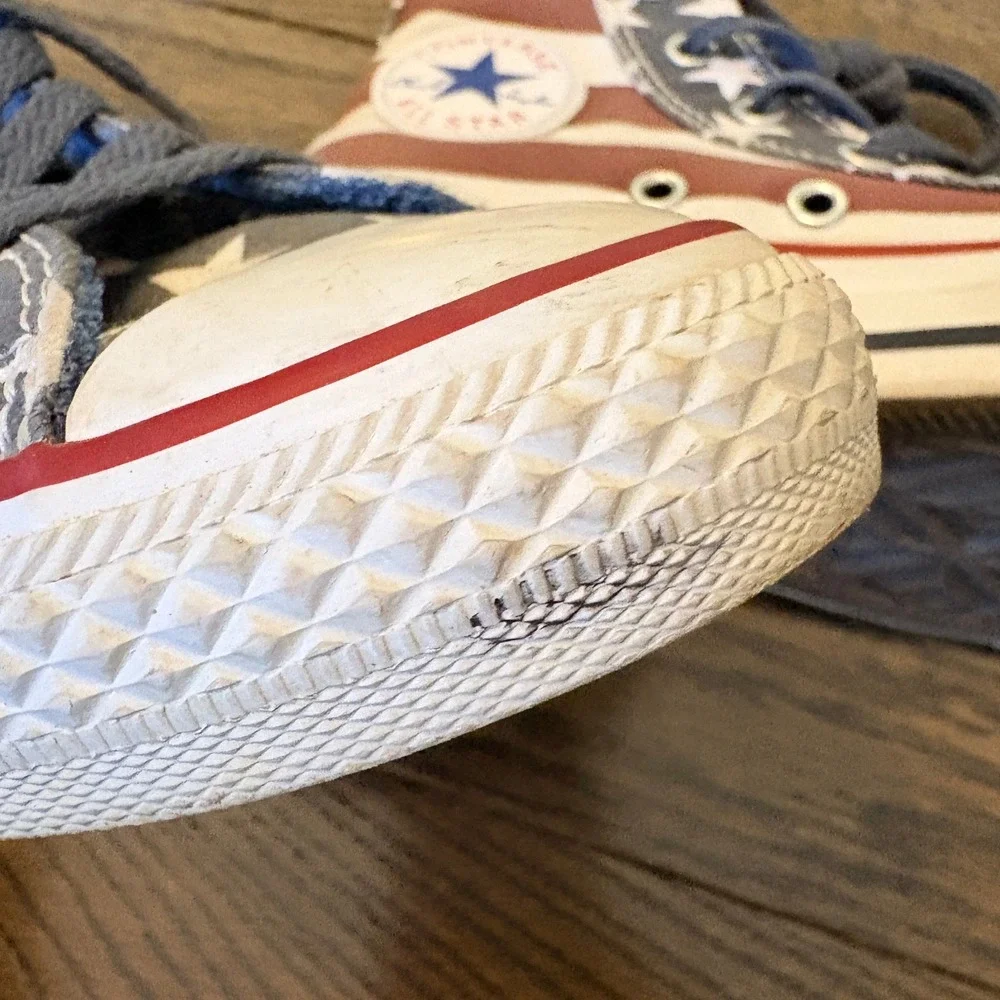 Converse All Star High Top Sneakers Kids Size 13 American Flag Print Zip Closure